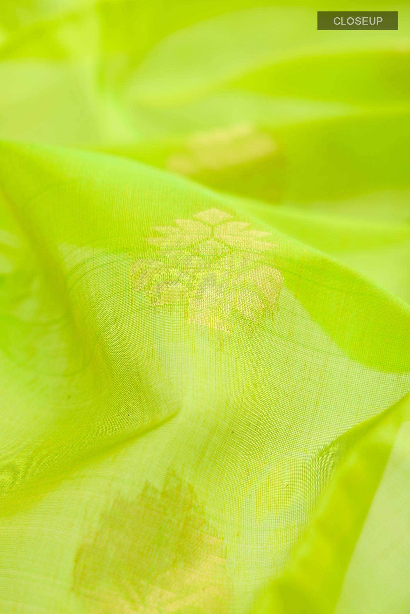 Parrot Green Silk Cotton Saree