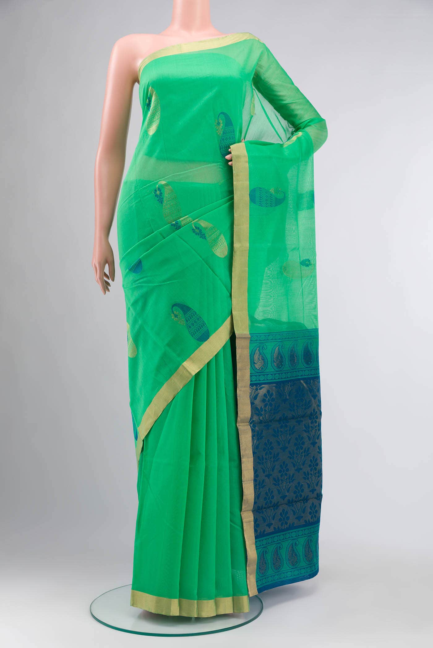 Green Silk Cotton Saree