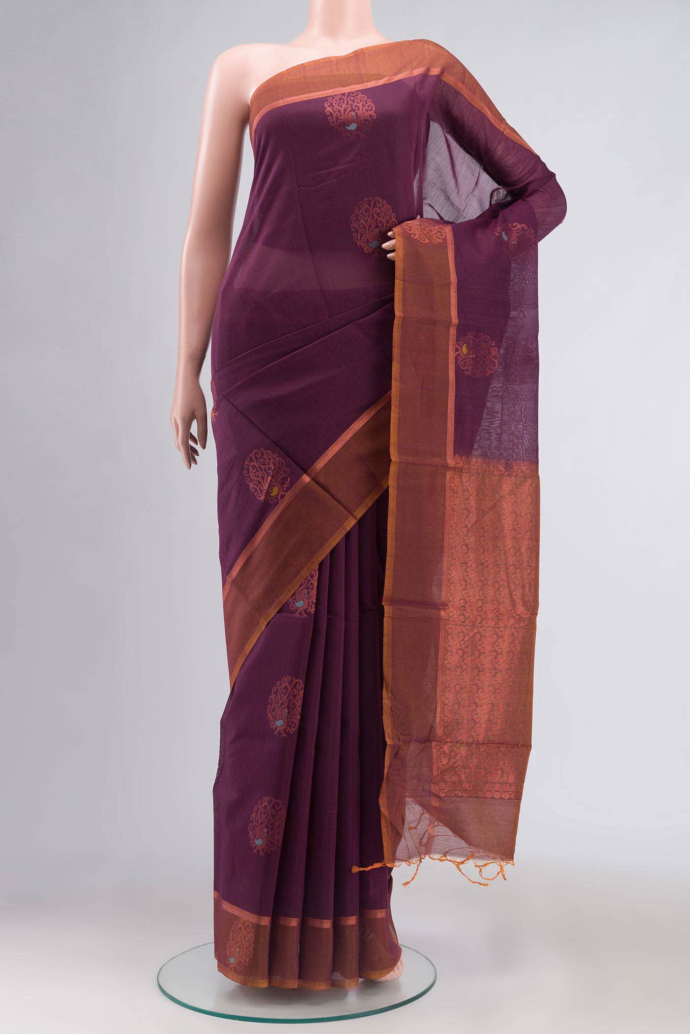 Purple Silk Cotton Saree