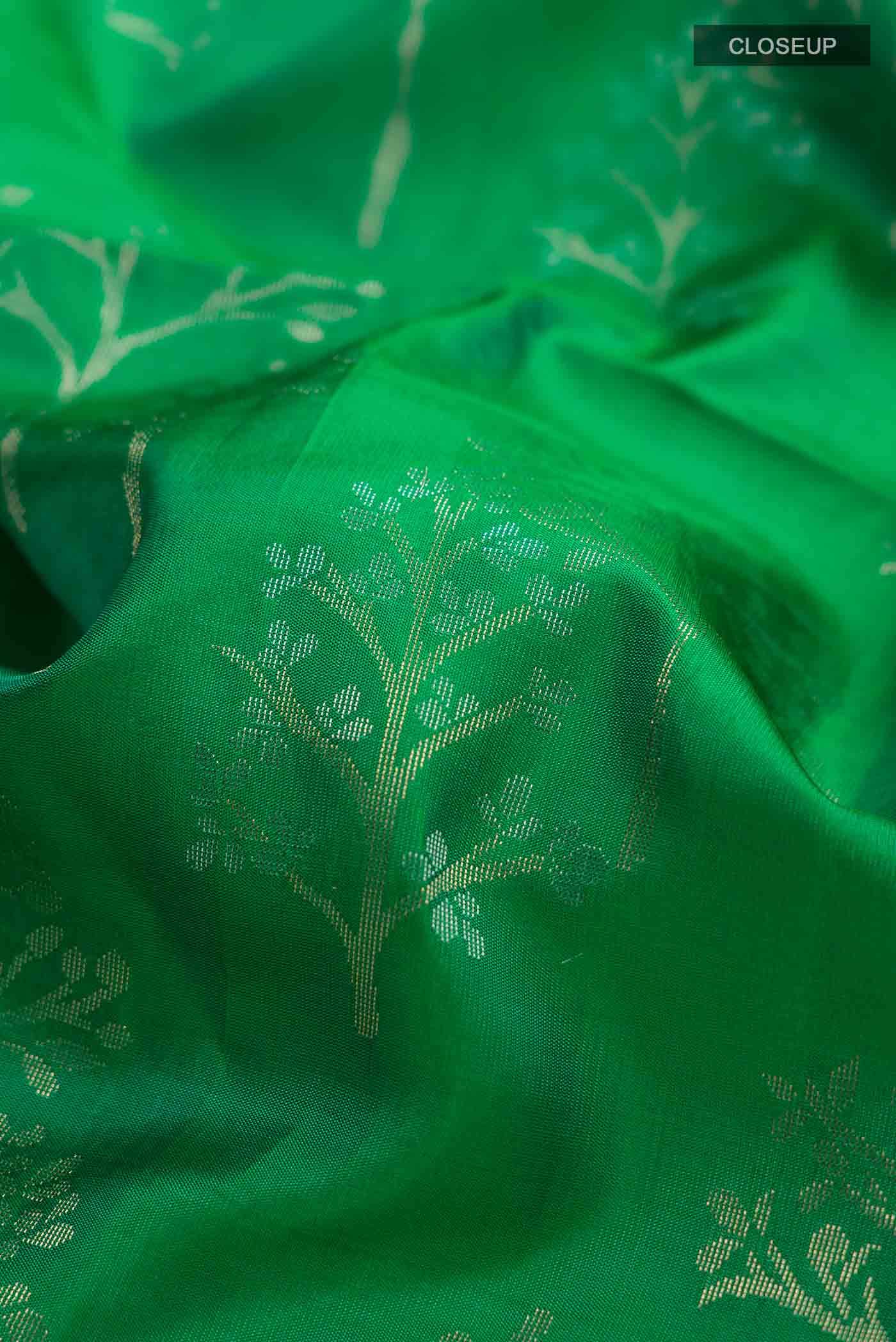 Green Dual Tone Soft Silk Saree