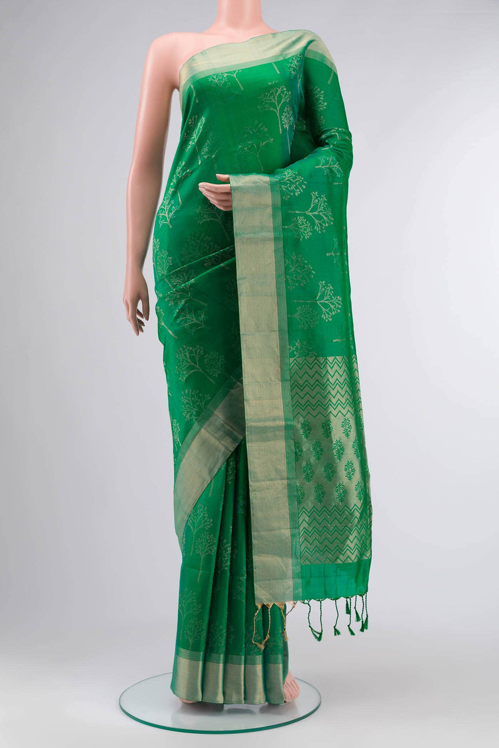Green Dual Tone Soft Silk Saree