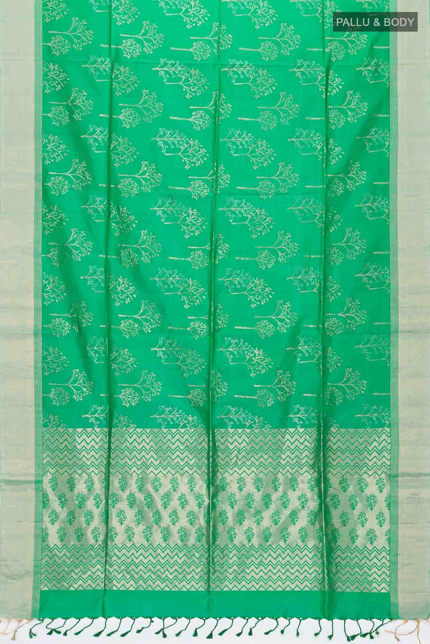 Green Dual Tone Soft Silk Saree