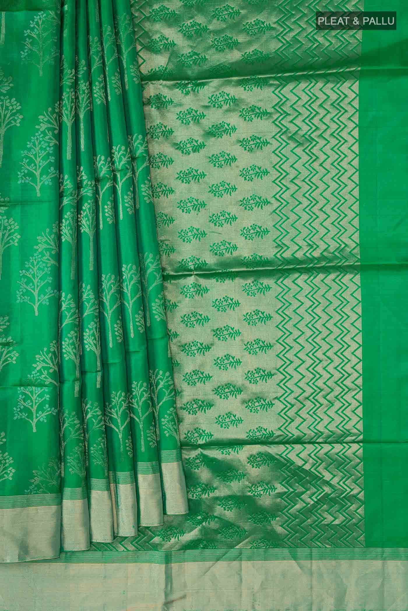Green Dual Tone Soft Silk Saree