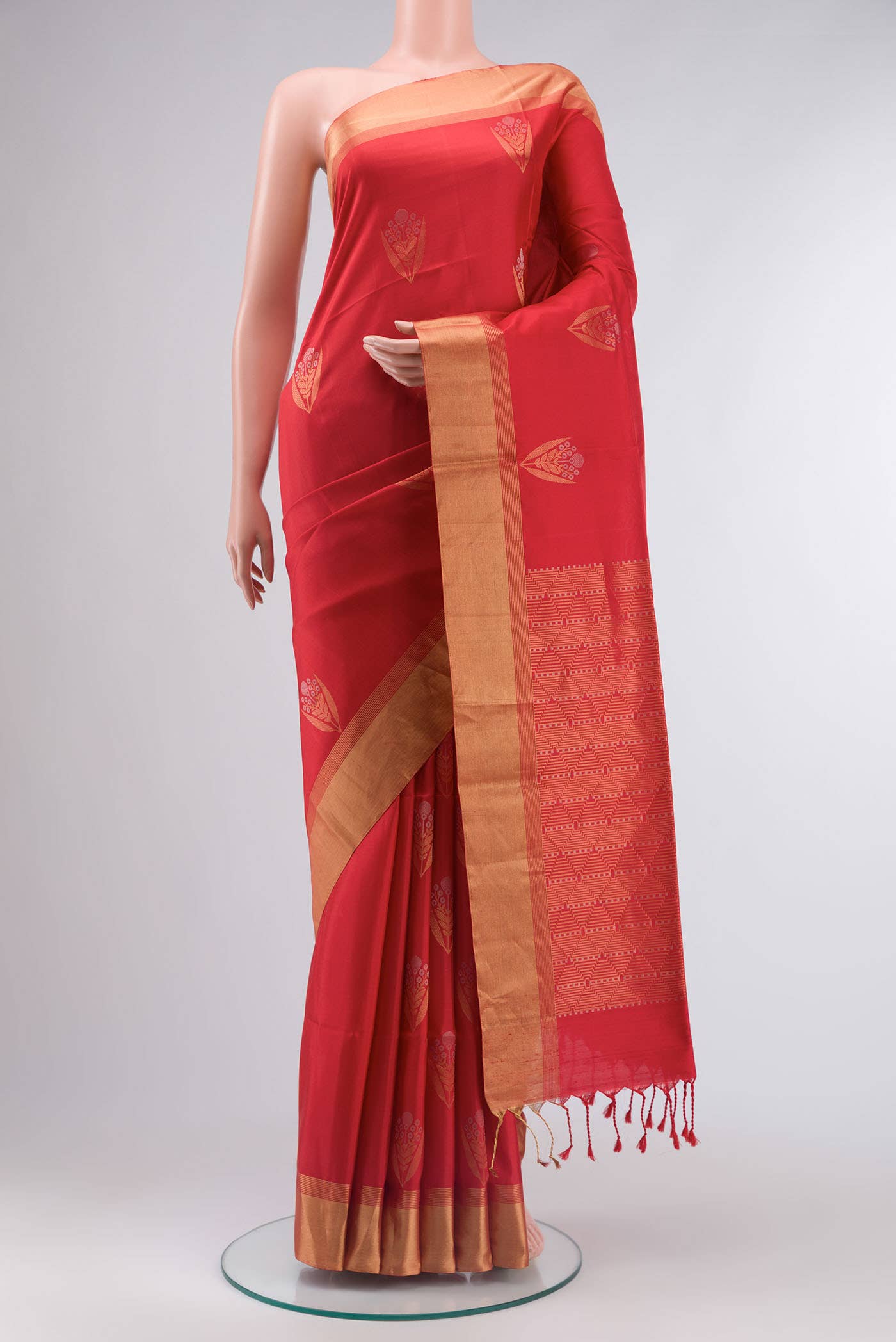 Red Dual Tone Soft Silk Saree