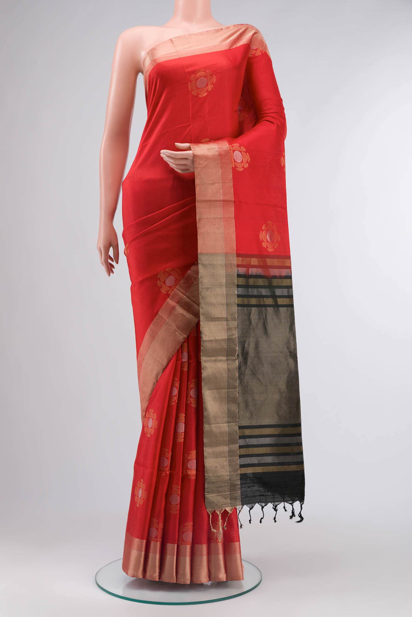 Red Dual Tone Soft Silk Saree