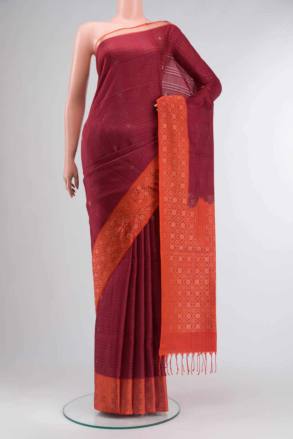 Maroon Dual Tone Soft Silk Saree