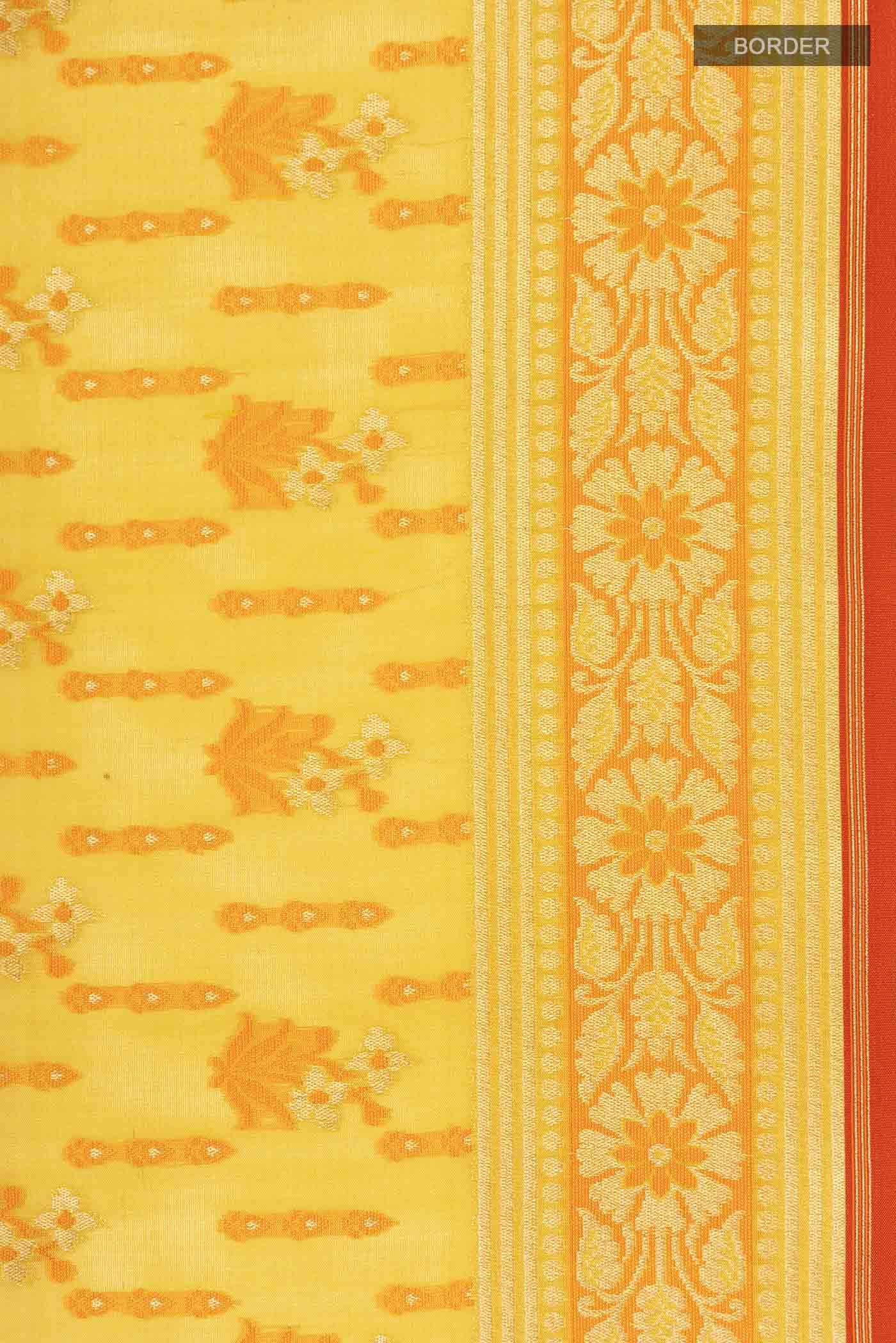 Yellow Banarasi Silk Saree