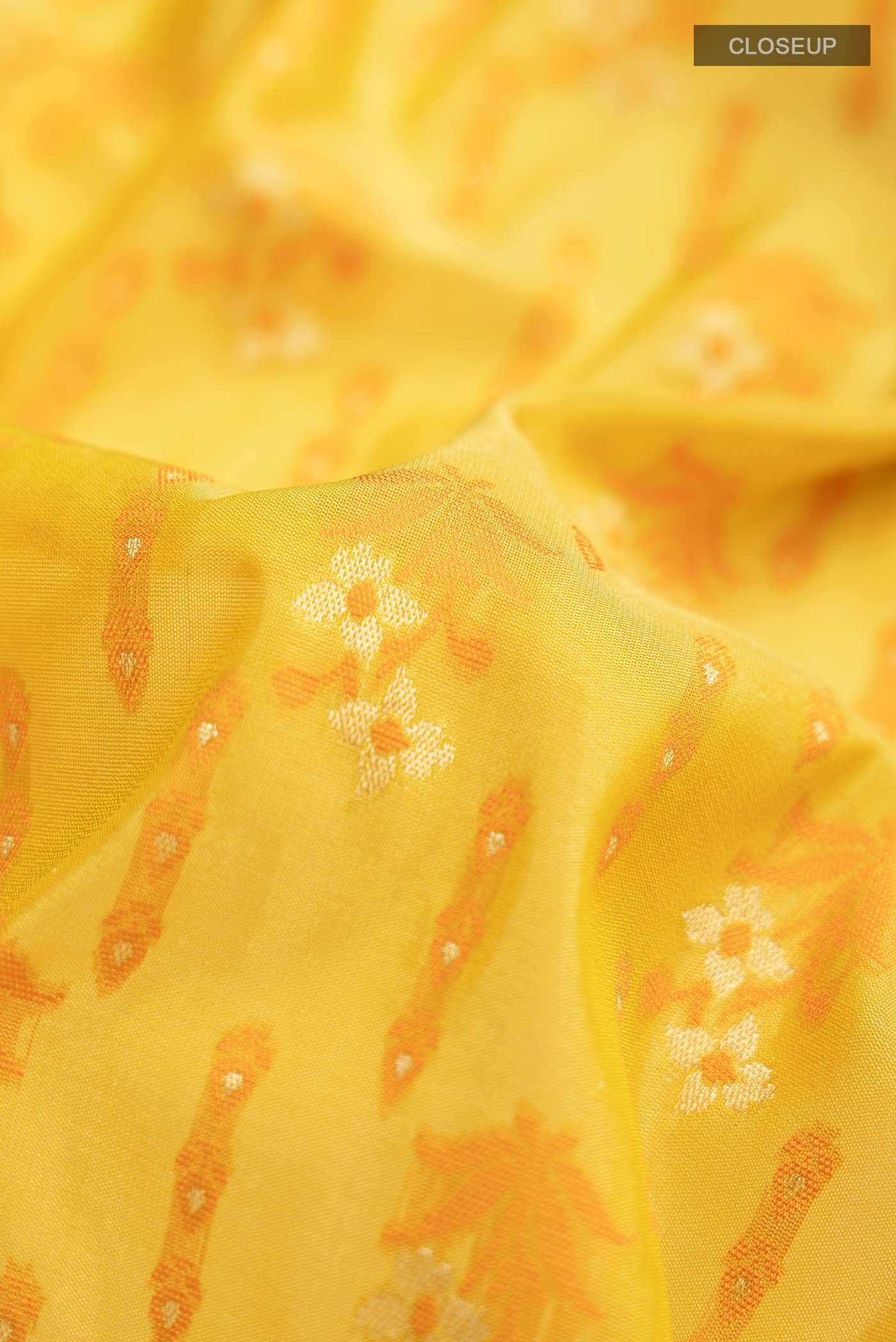 Yellow Banarasi Silk Saree