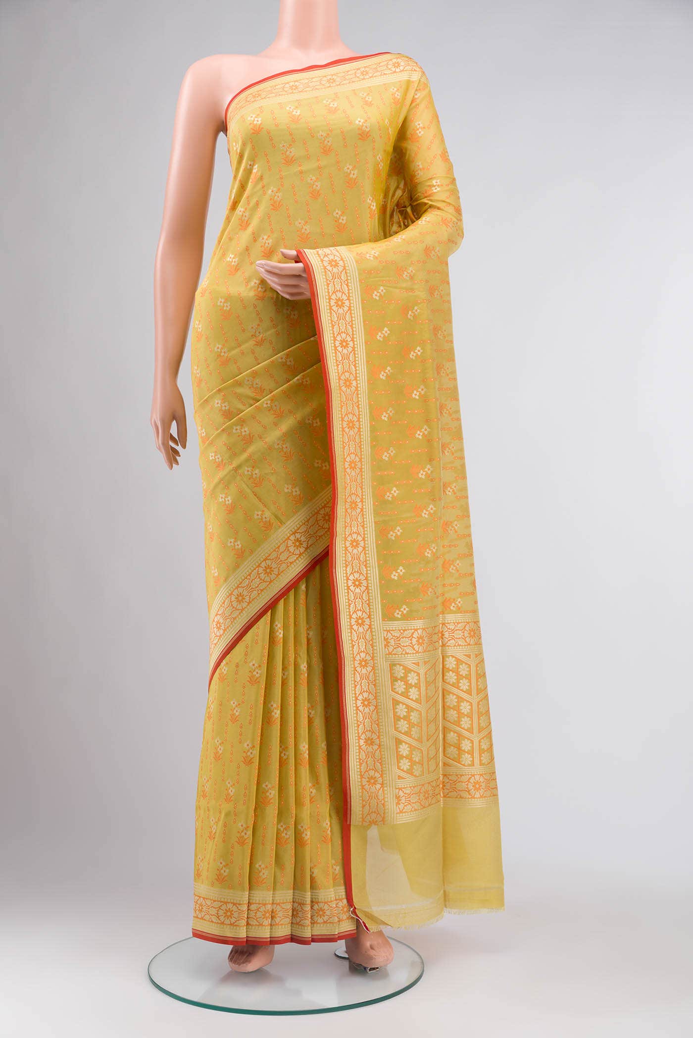 Yellow Banarasi Silk Saree