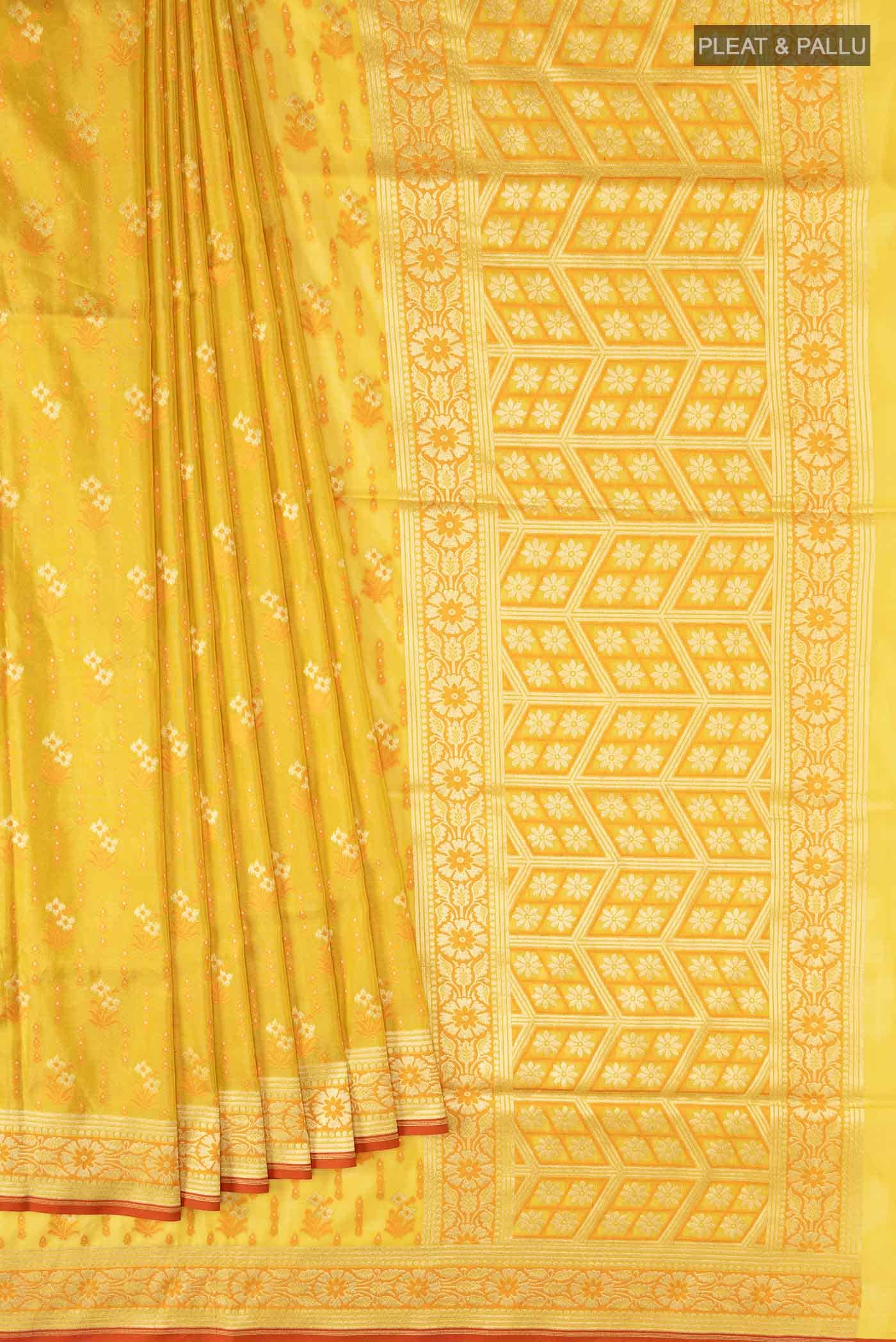 Yellow Banarasi Silk Saree