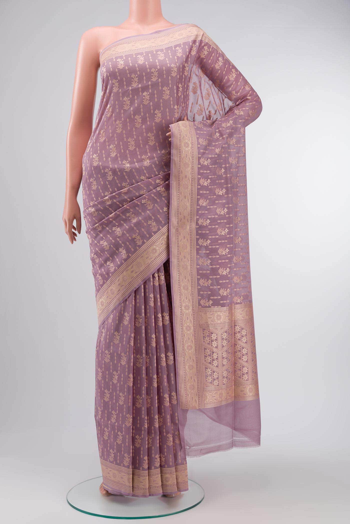 Lavender Banarasi Silk Saree