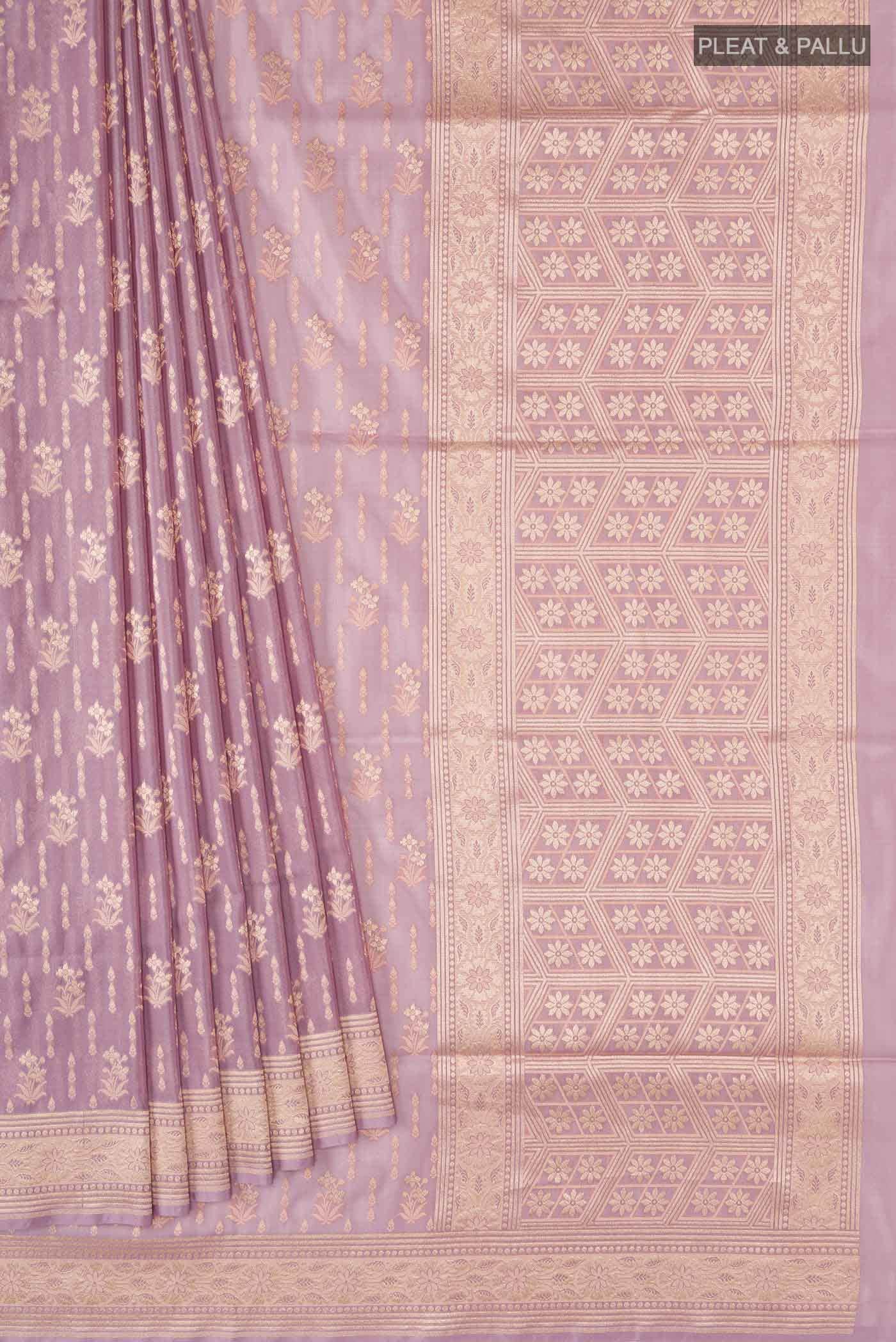 Lavender Banarasi Silk Saree