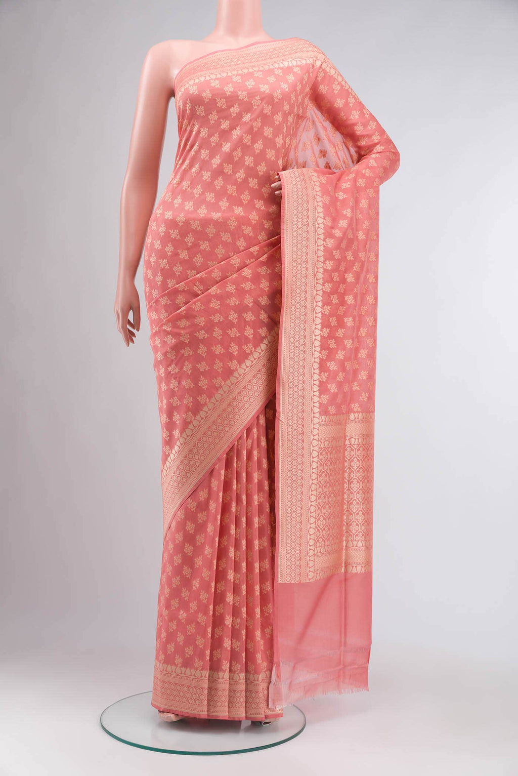 Peach Banarasi Silk Saree