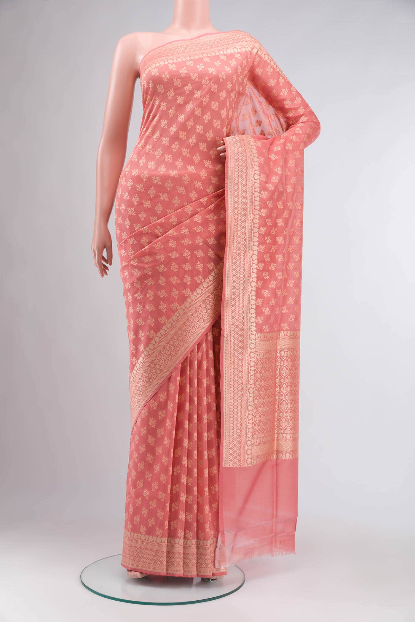 Peach Banarasi Silk Saree