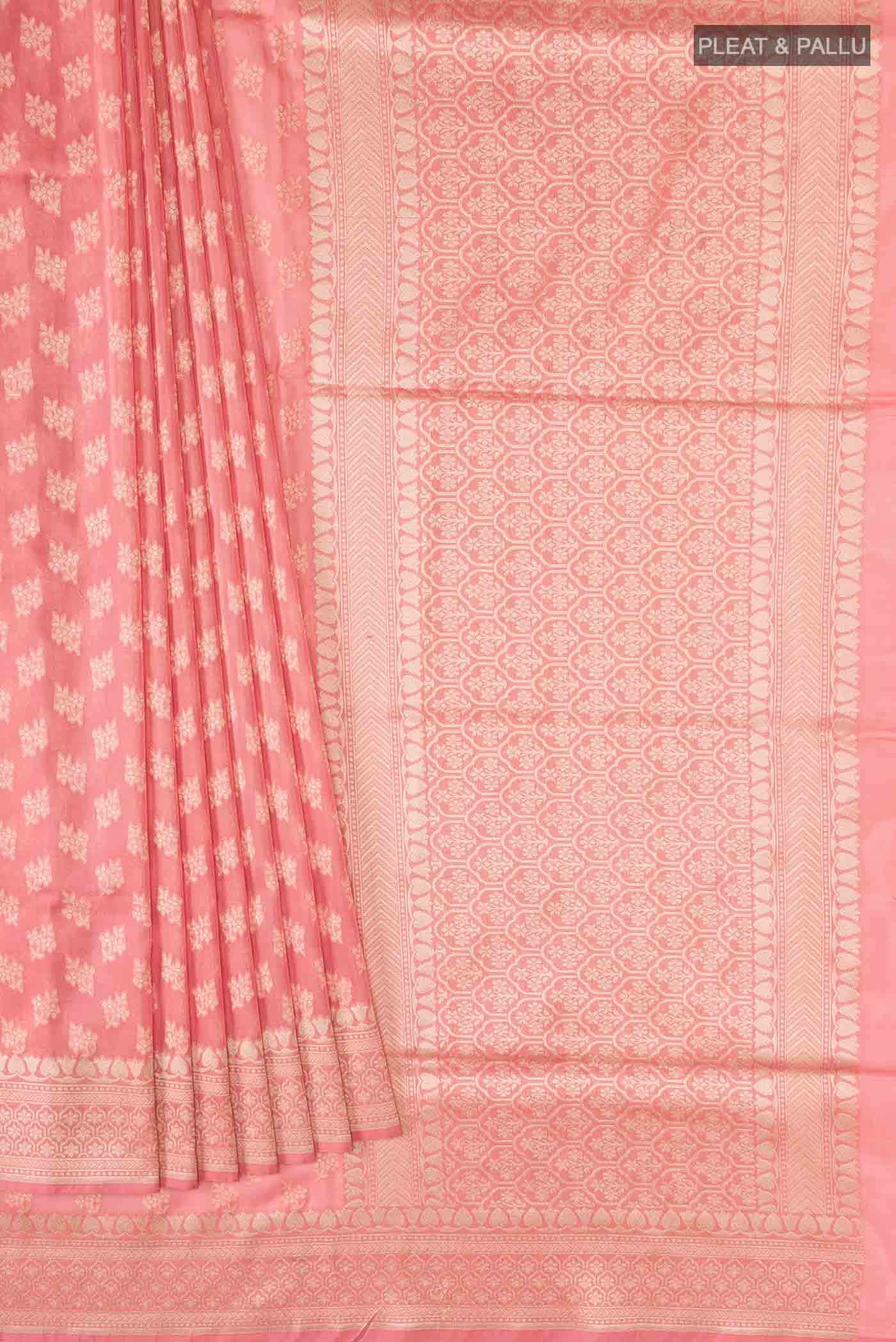 Peach Banarasi Silk Saree