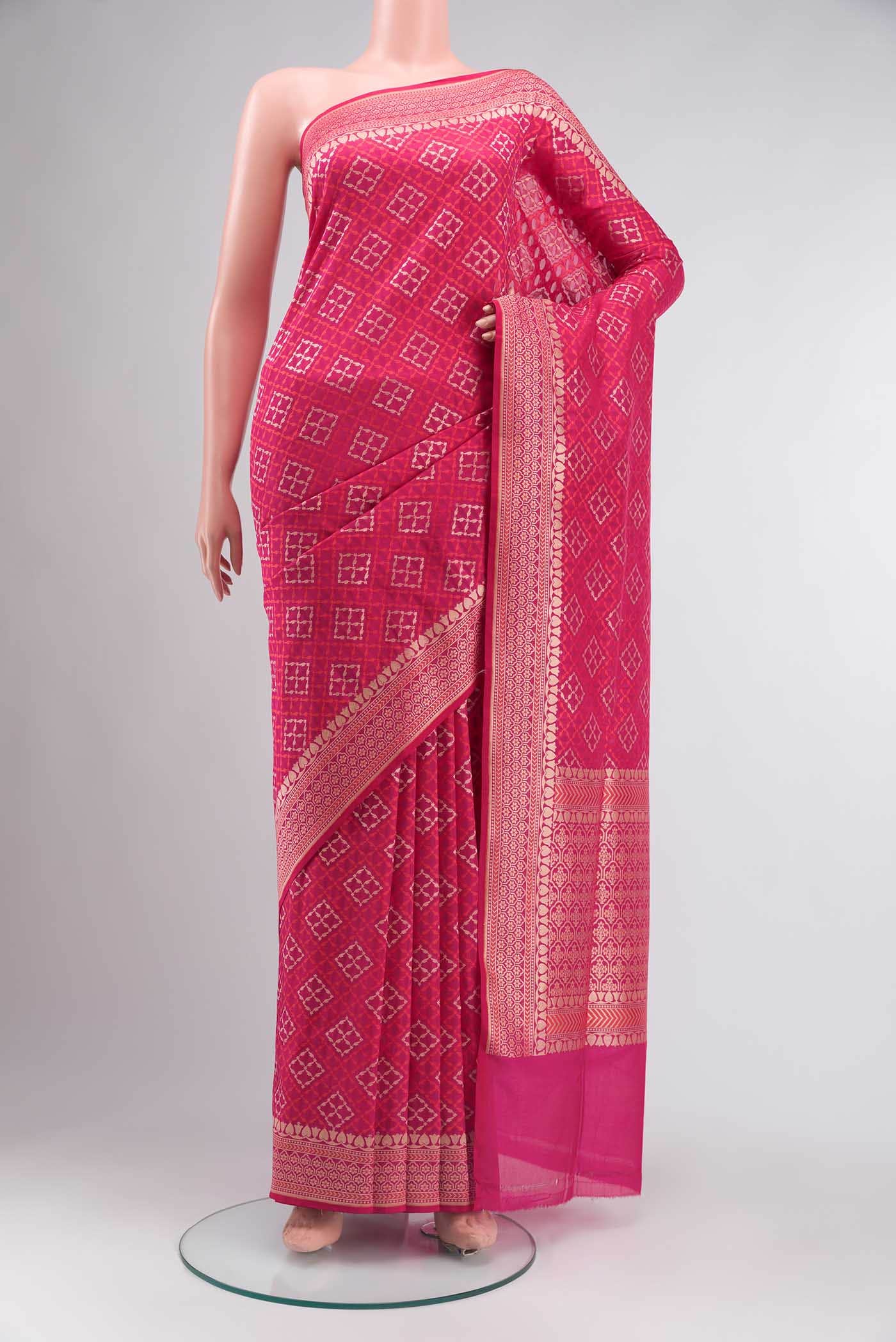 Pink Banarasi Silk Saree