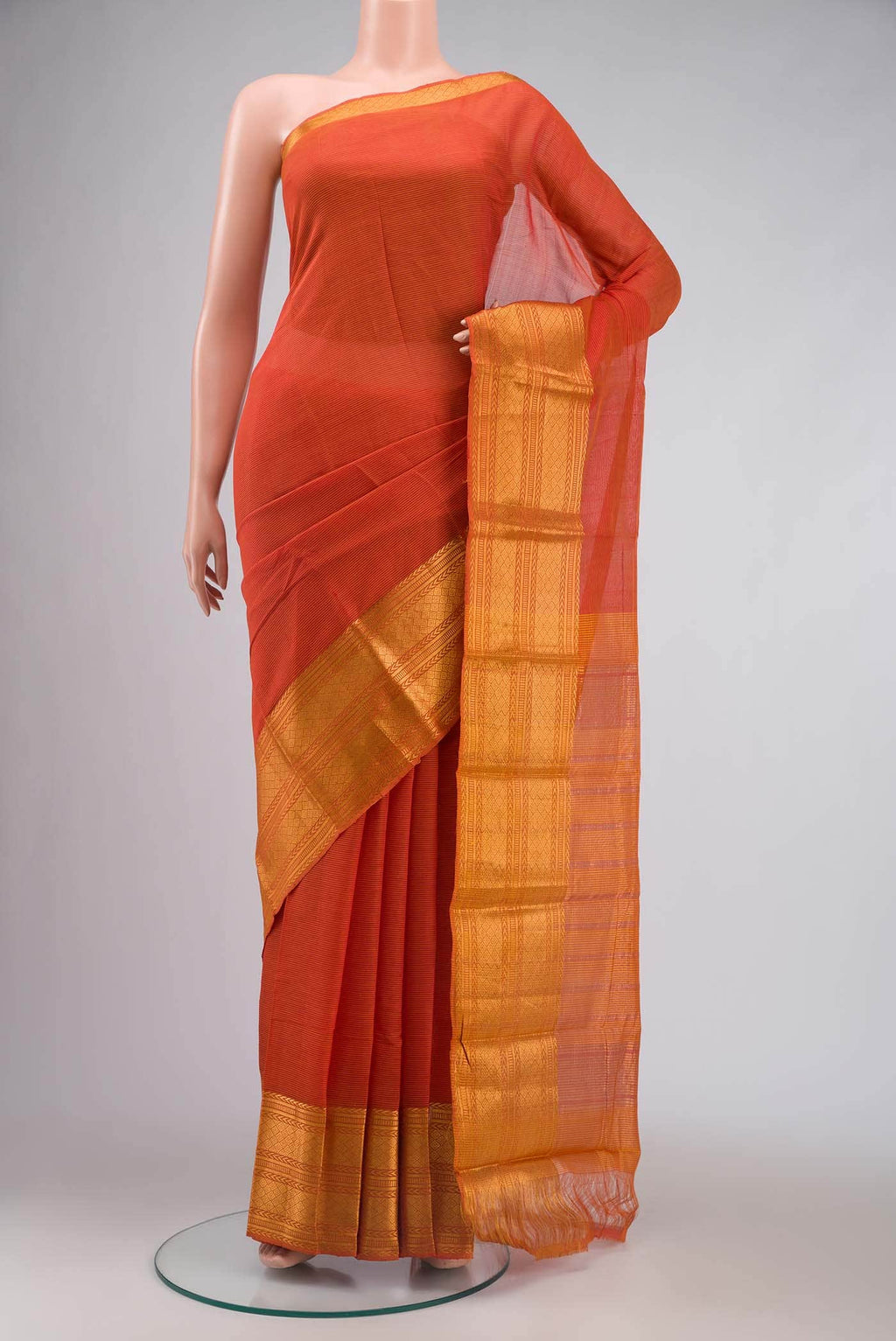 Orange Silk Cotton Saree