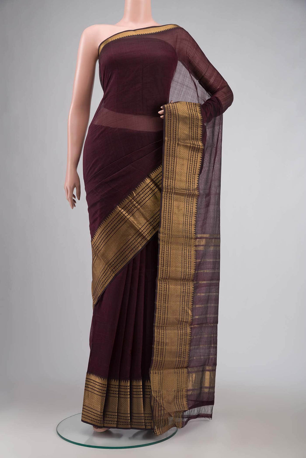 Coffee Brown Silk Cotton Saree