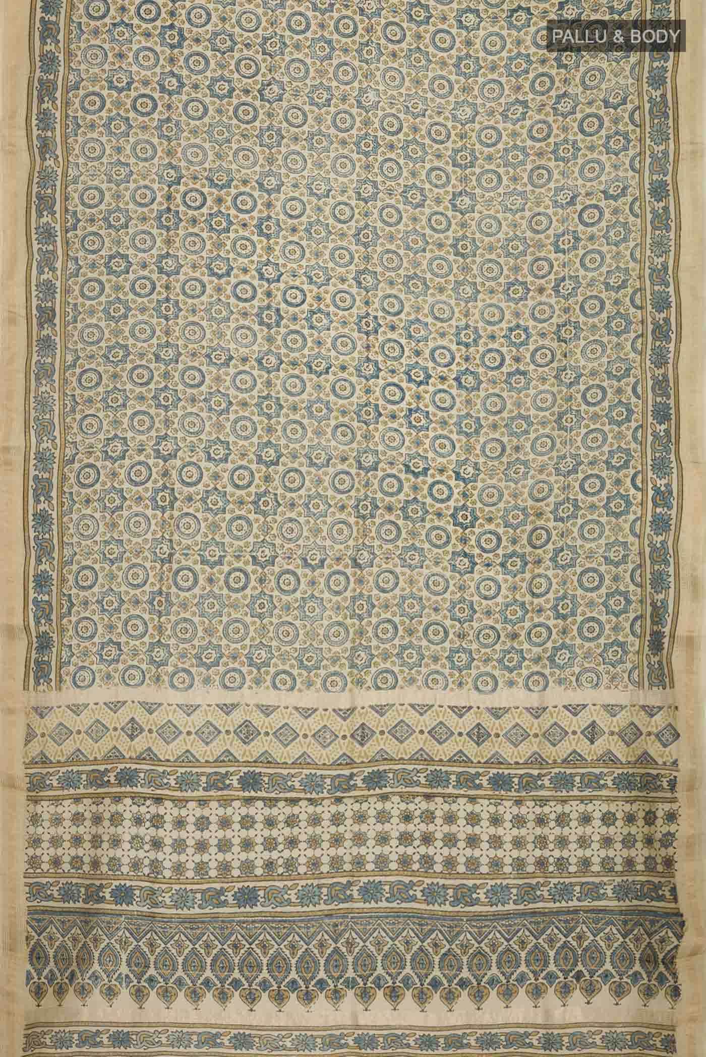 Beige Chanderi Silk Cotton Saree
