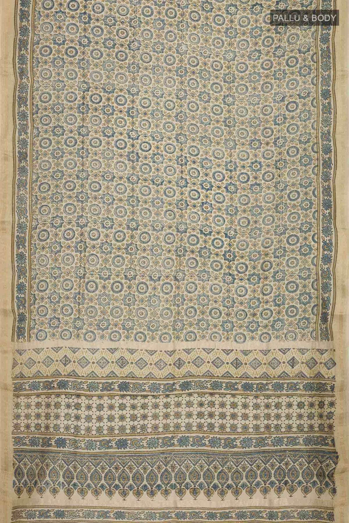 Beige Chanderi Silk Cotton Saree