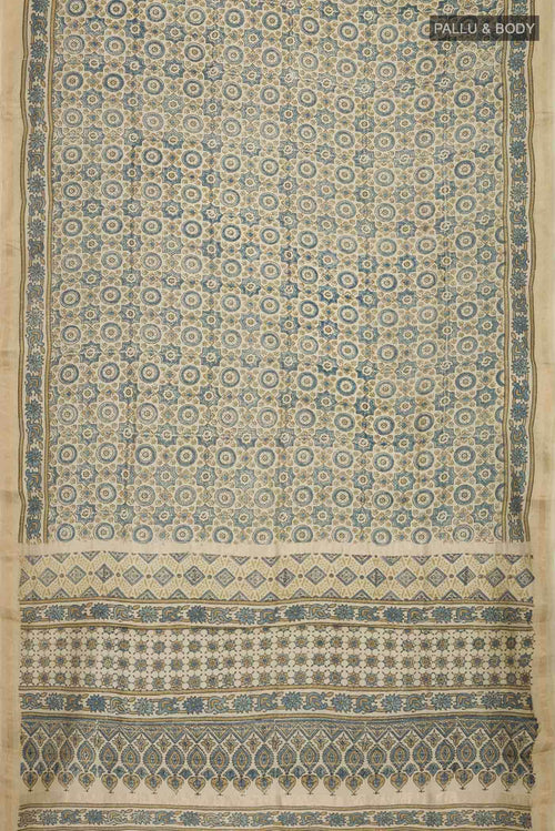 Beige Chanderi Silk Cotton Saree