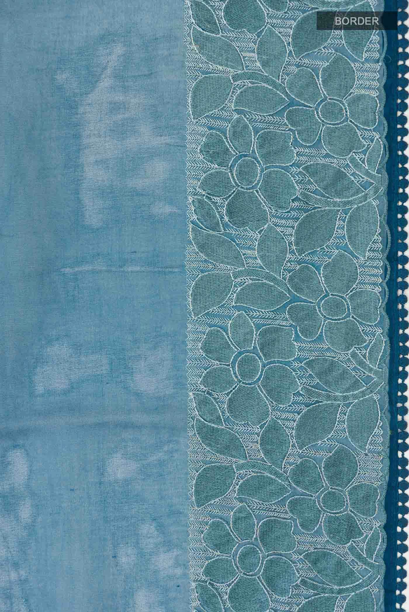 Blue Organza Silk Saree