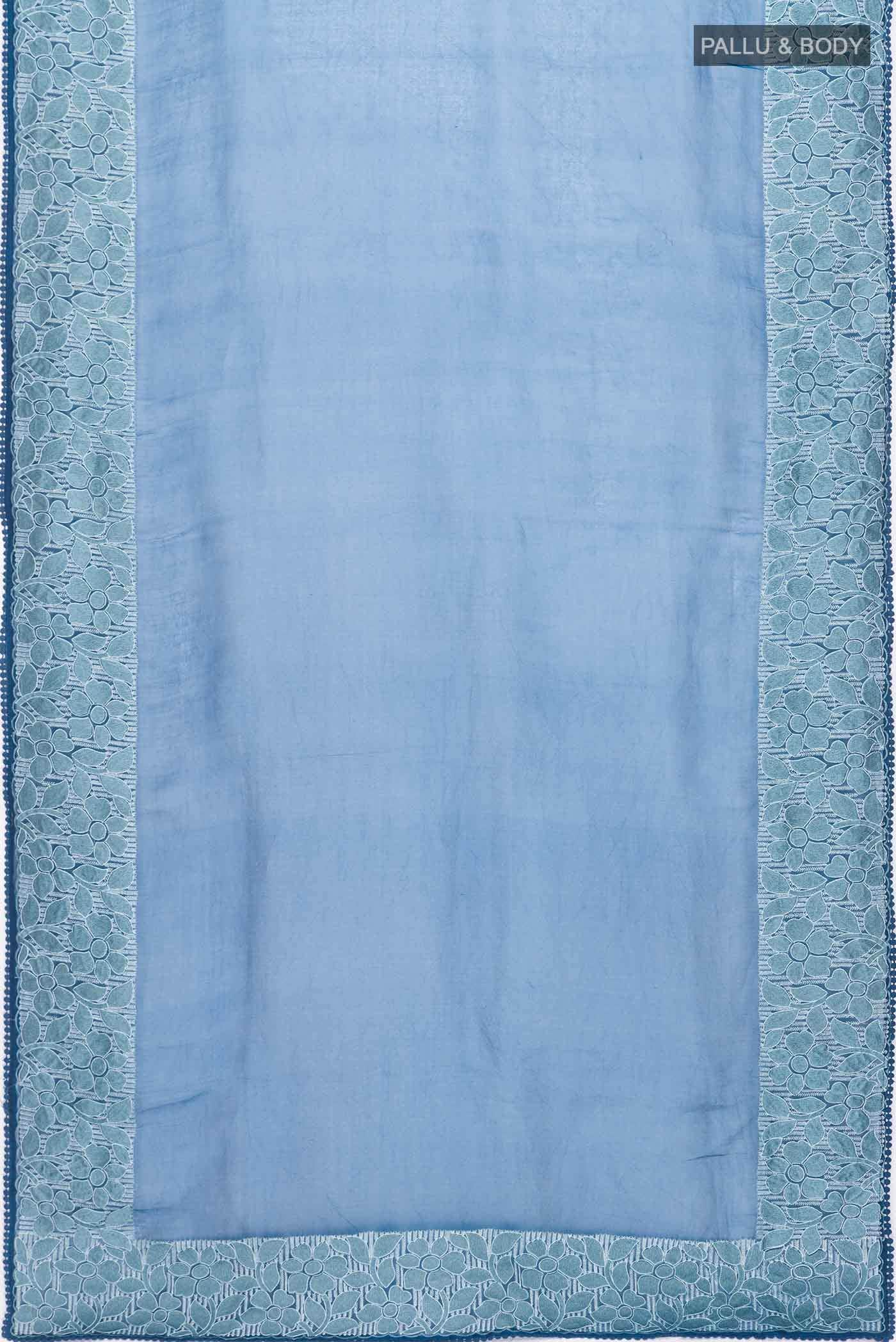 Blue Organza Silk Saree