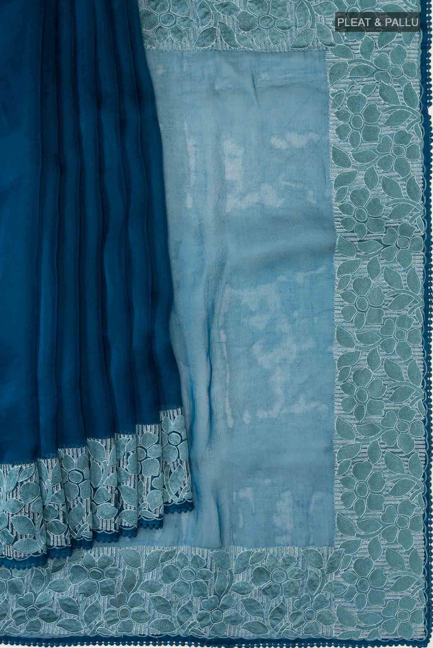 Blue Organza Silk Saree