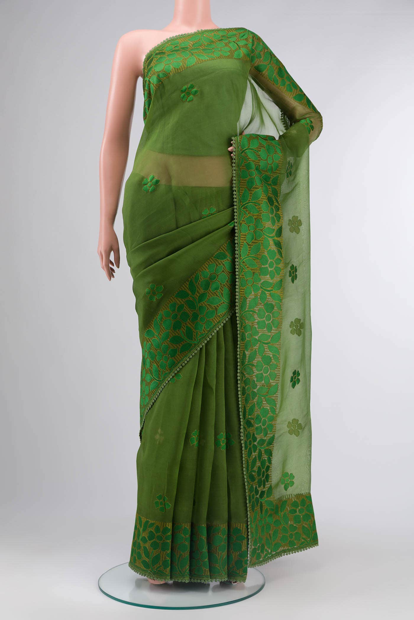 Green Organza Silk Saree