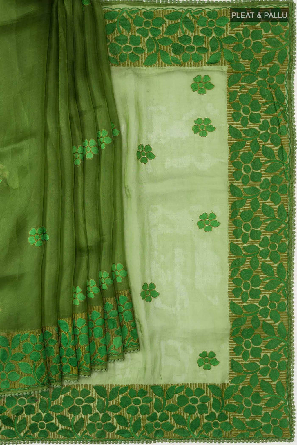 Green Organza Silk Saree
