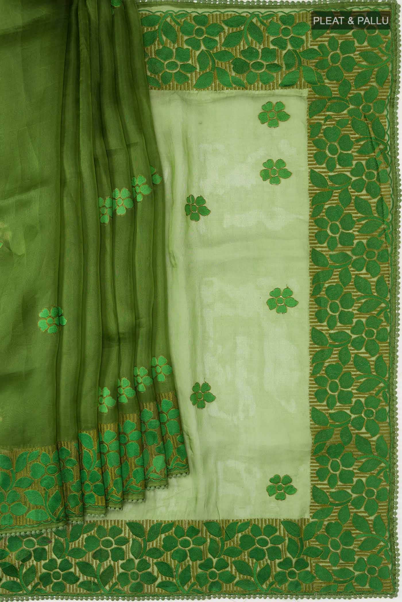 Green Organza Silk Saree