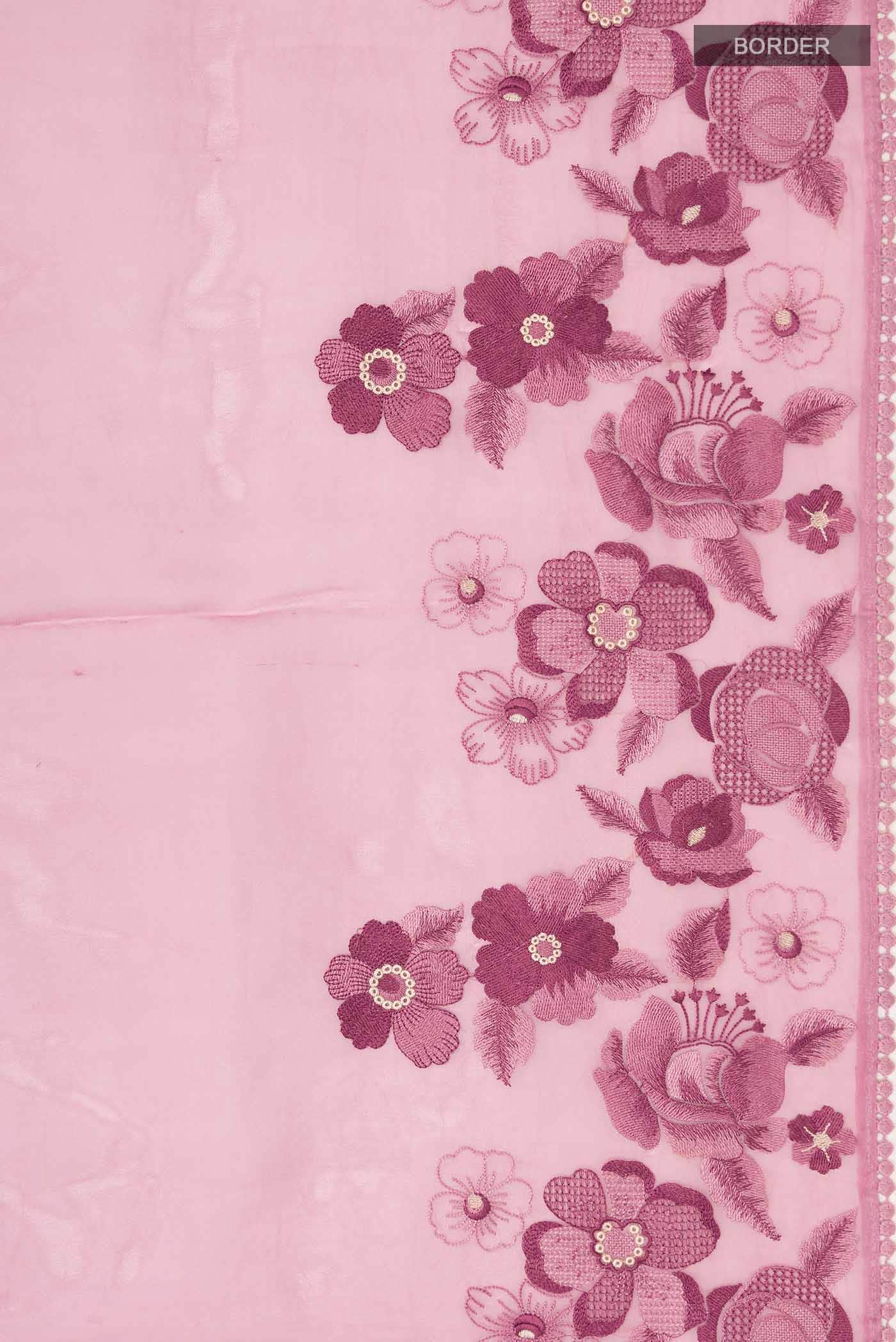 Pink Organza Silk Saree