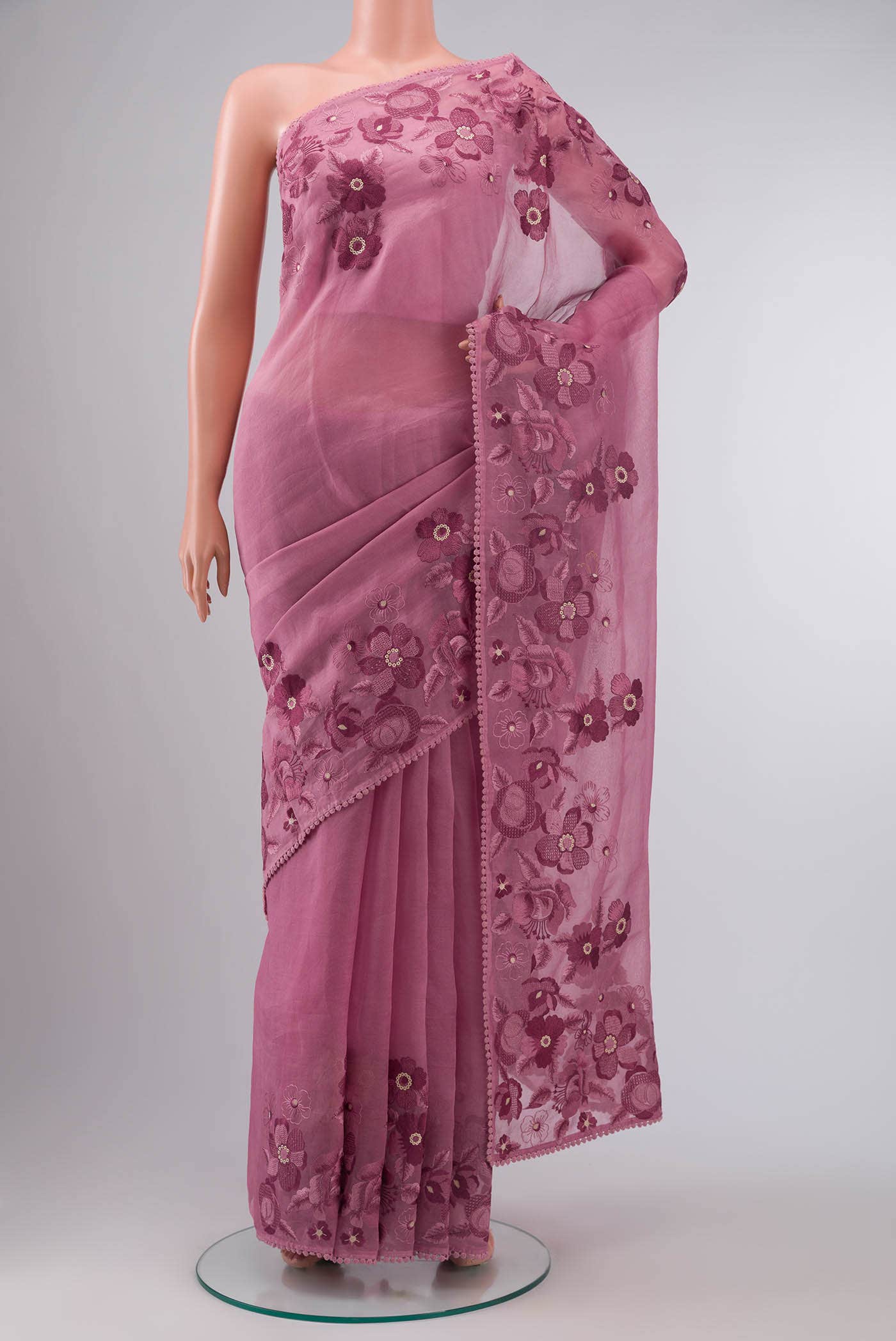 Pink Organza Silk Saree