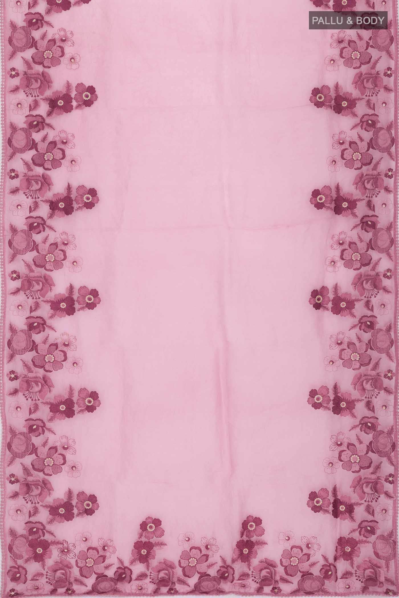 Pink Organza Silk Saree