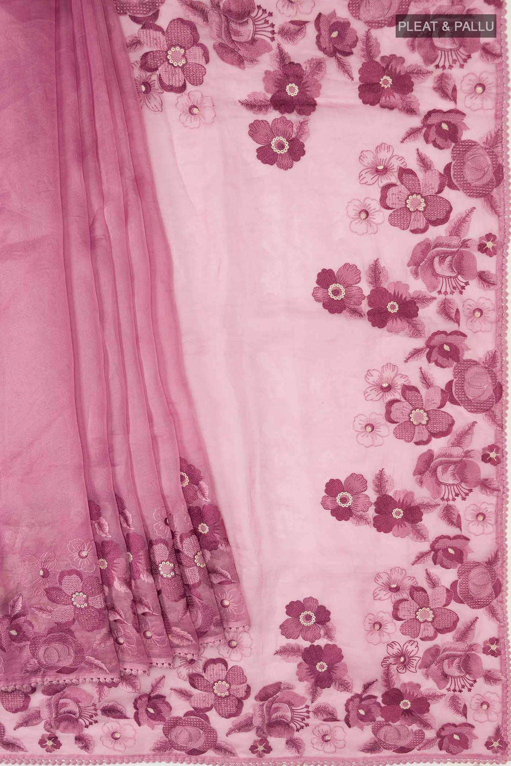 Pink Organza Silk Saree