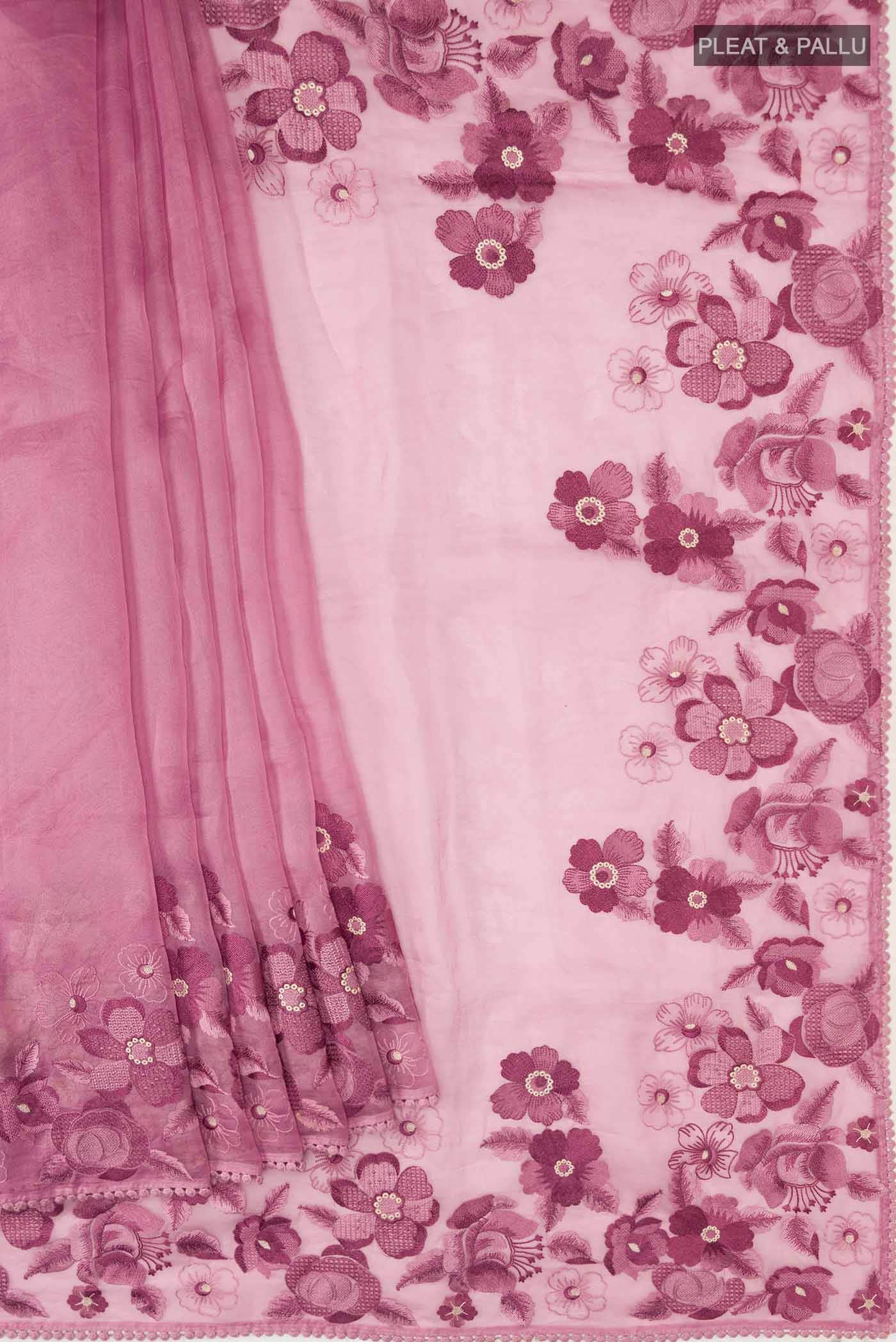 Pink Organza Silk Saree