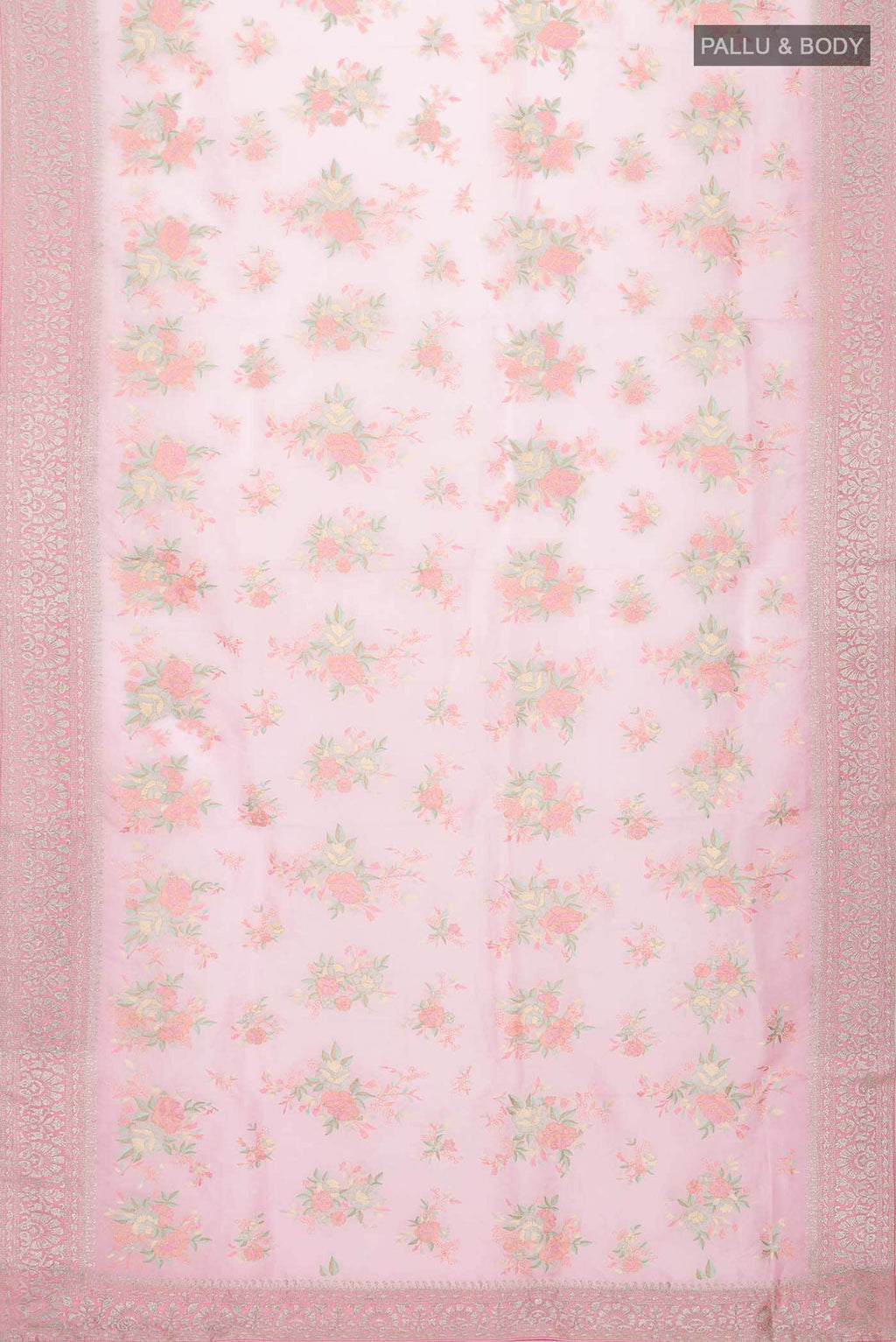 Rose pink Organza Silk Saree