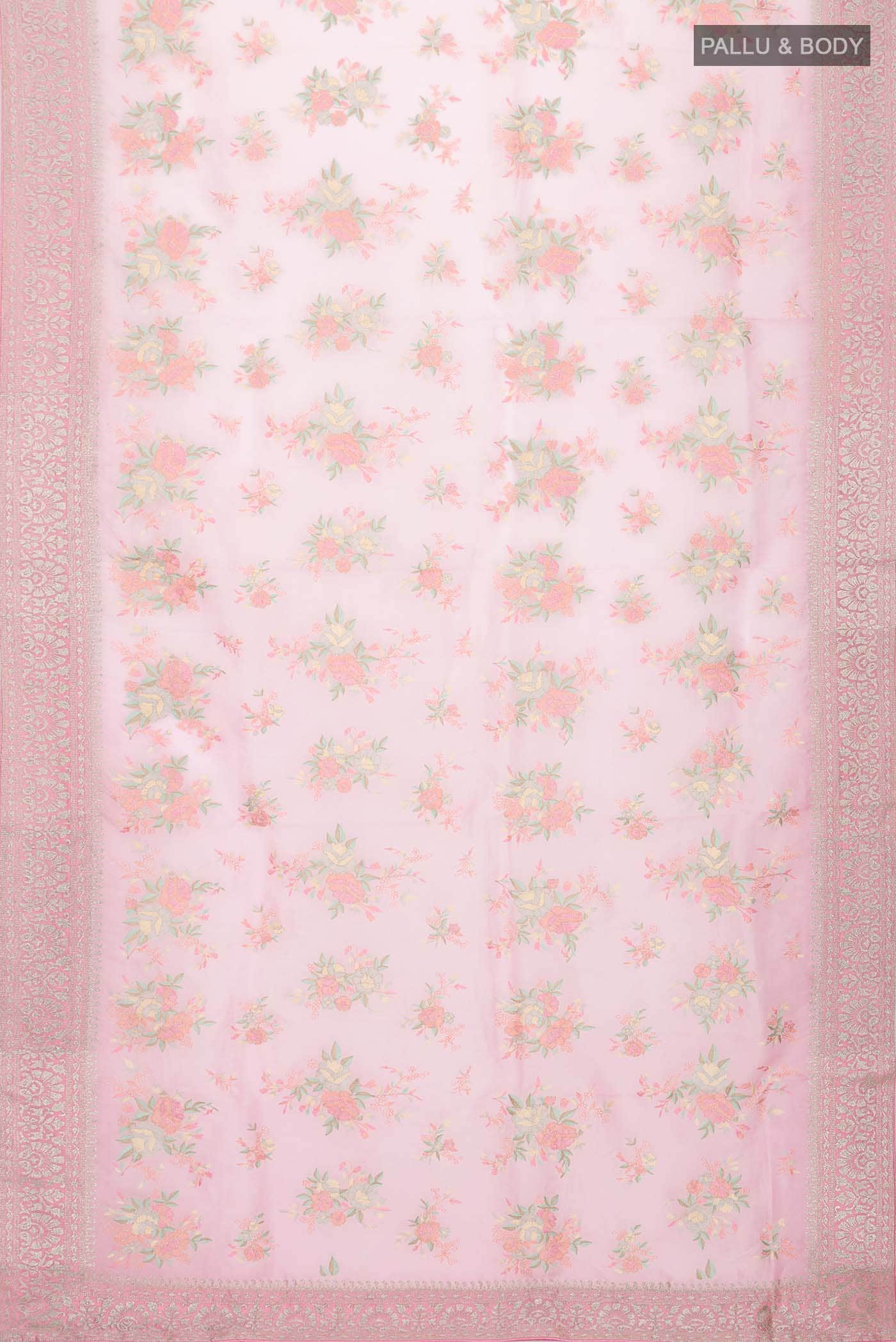 Rose pink Organza Silk Saree