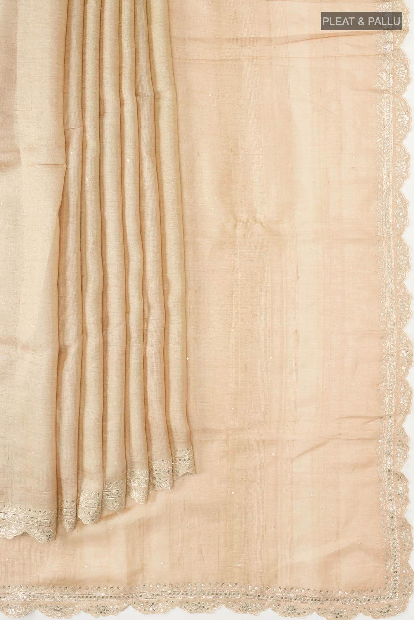 Beige Tussar Silk Saree