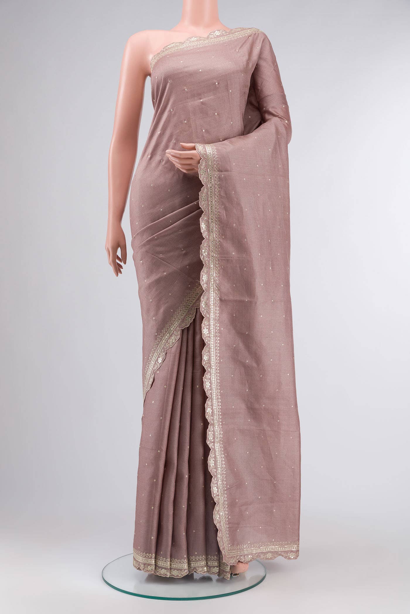 Rose Gold Tussar Silk Saree