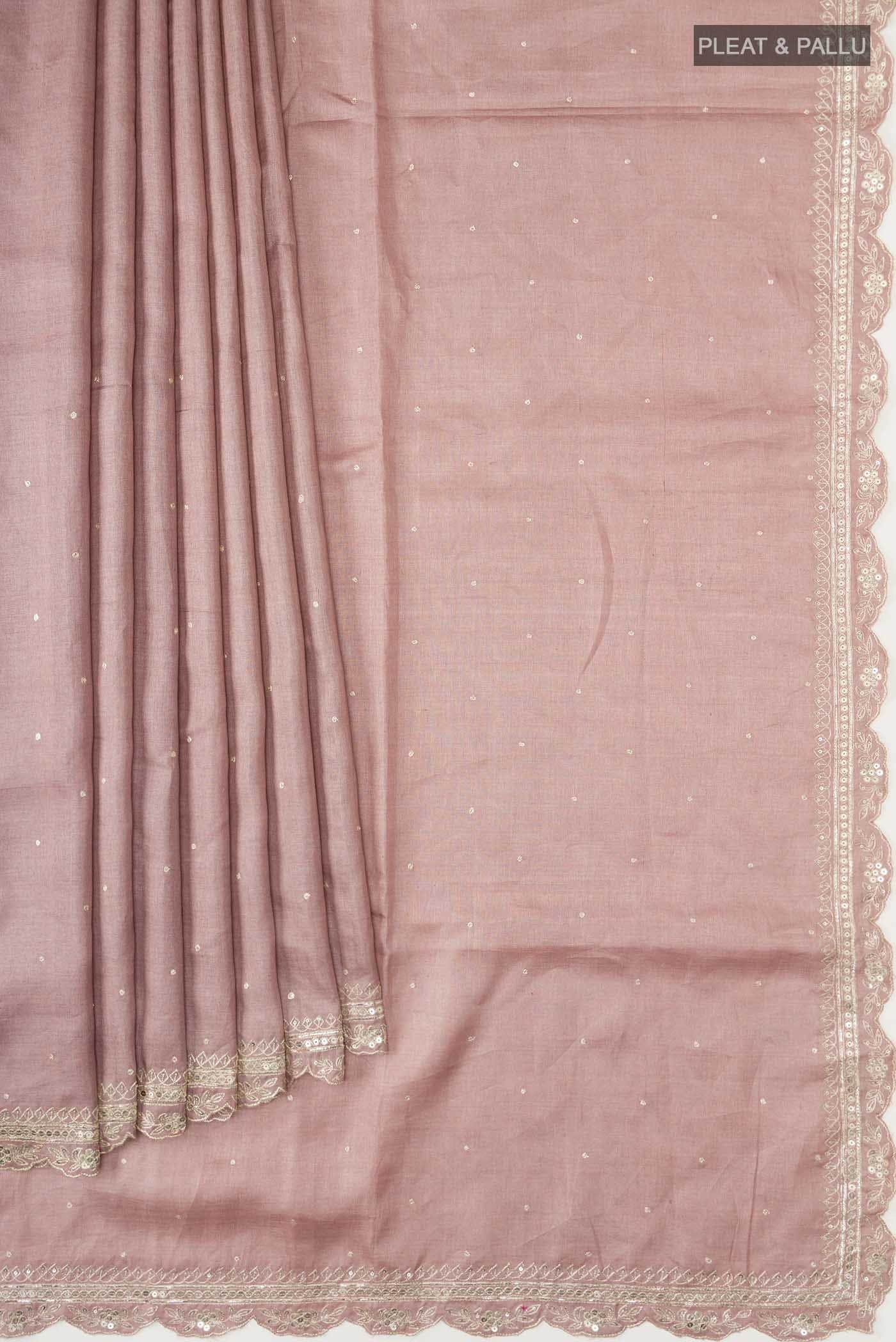 Rose Gold Tussar Silk Saree