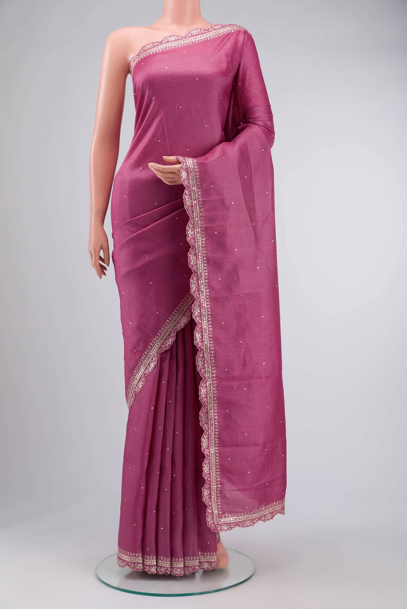 Pink Tussar Silk Saree