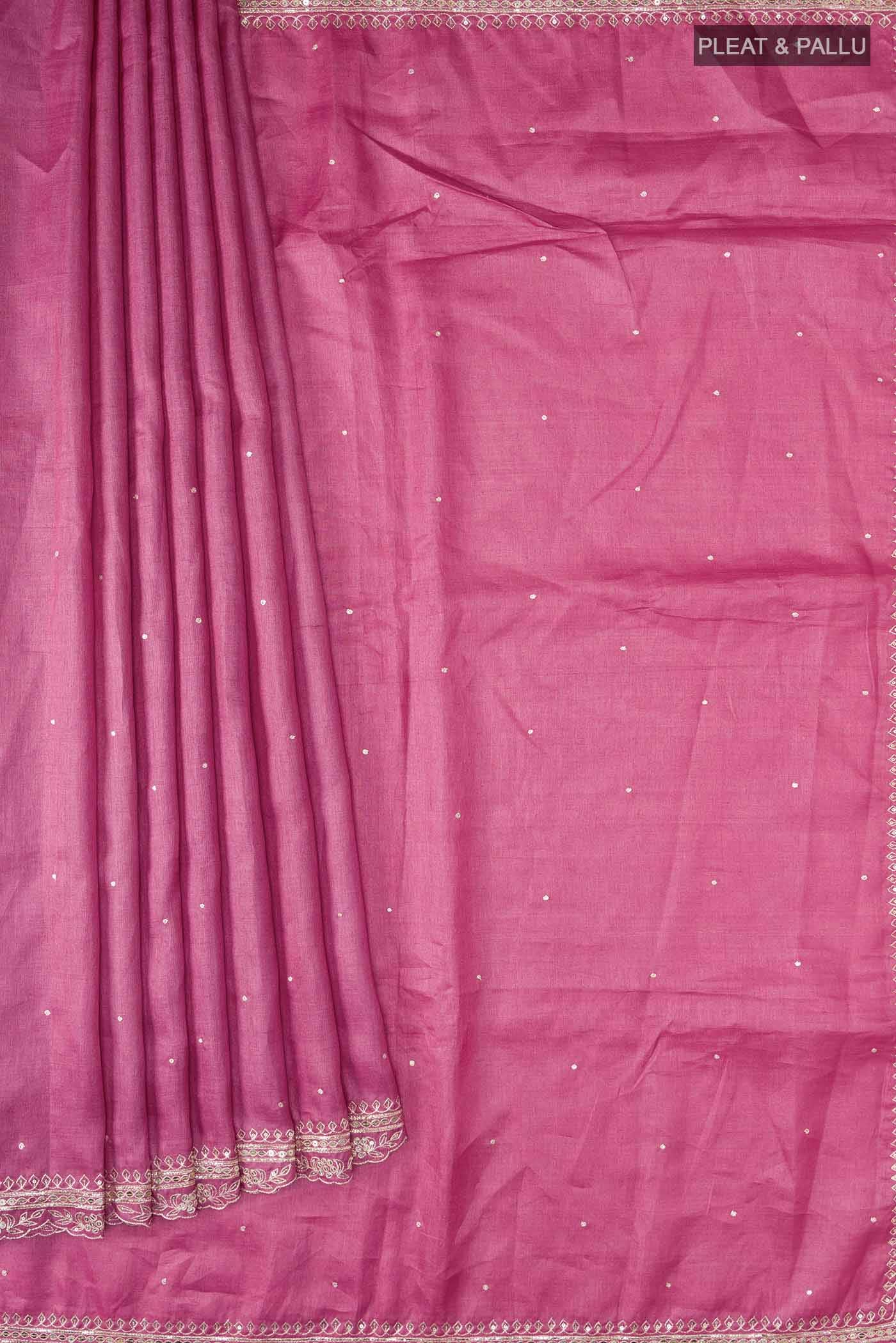 Pink Tussar Silk Saree