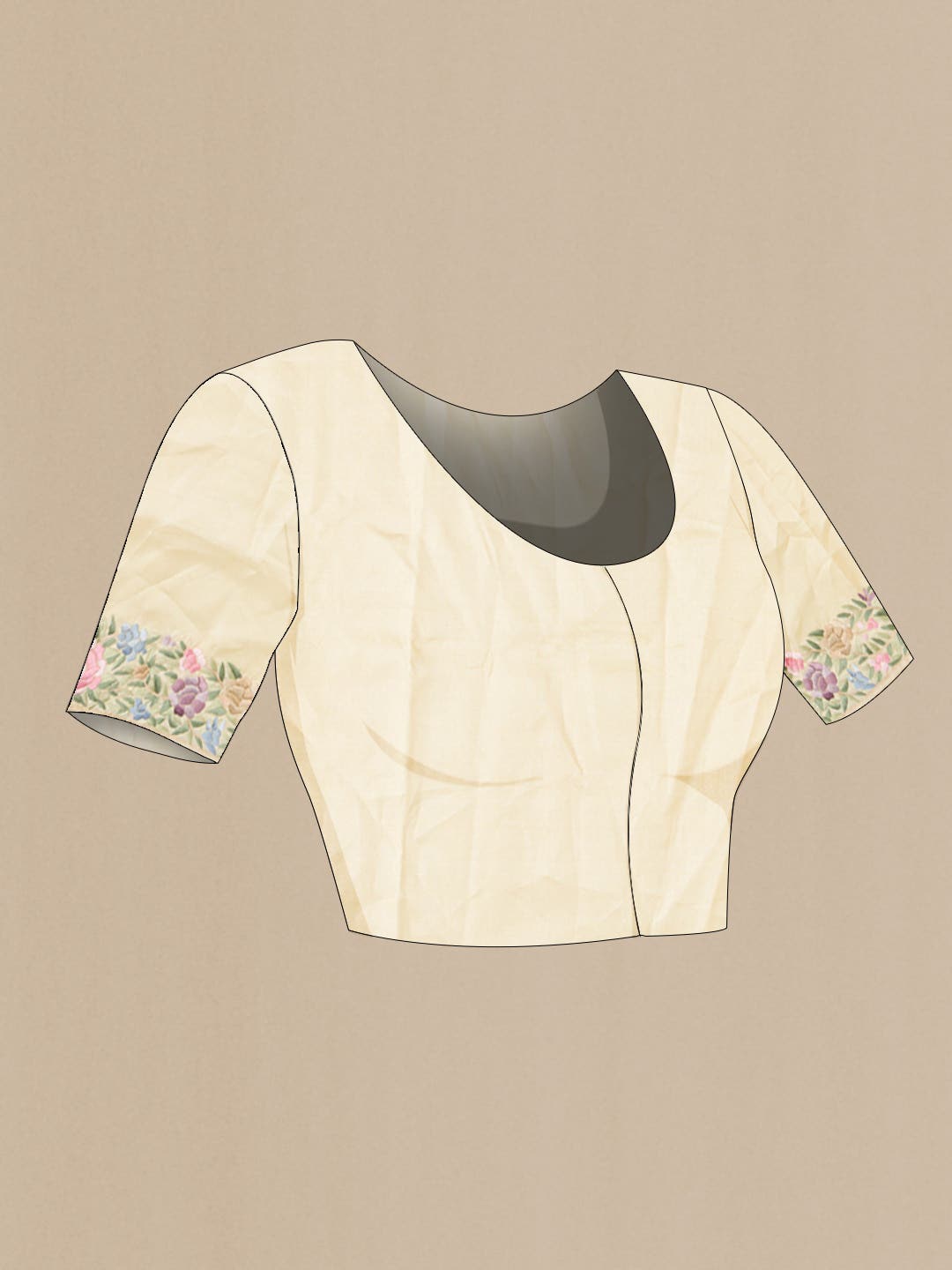 Beige Tussar Silk Saree