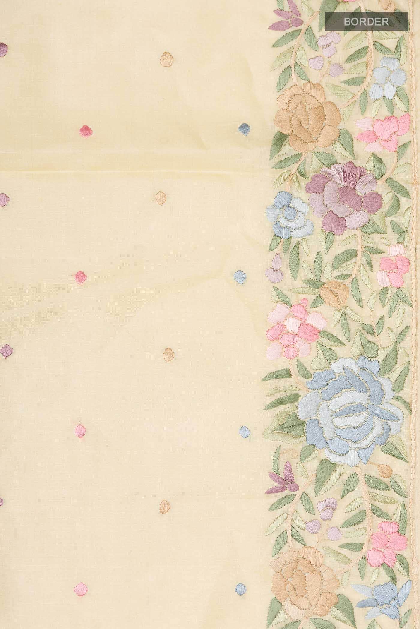 Beige Tussar Silk Saree