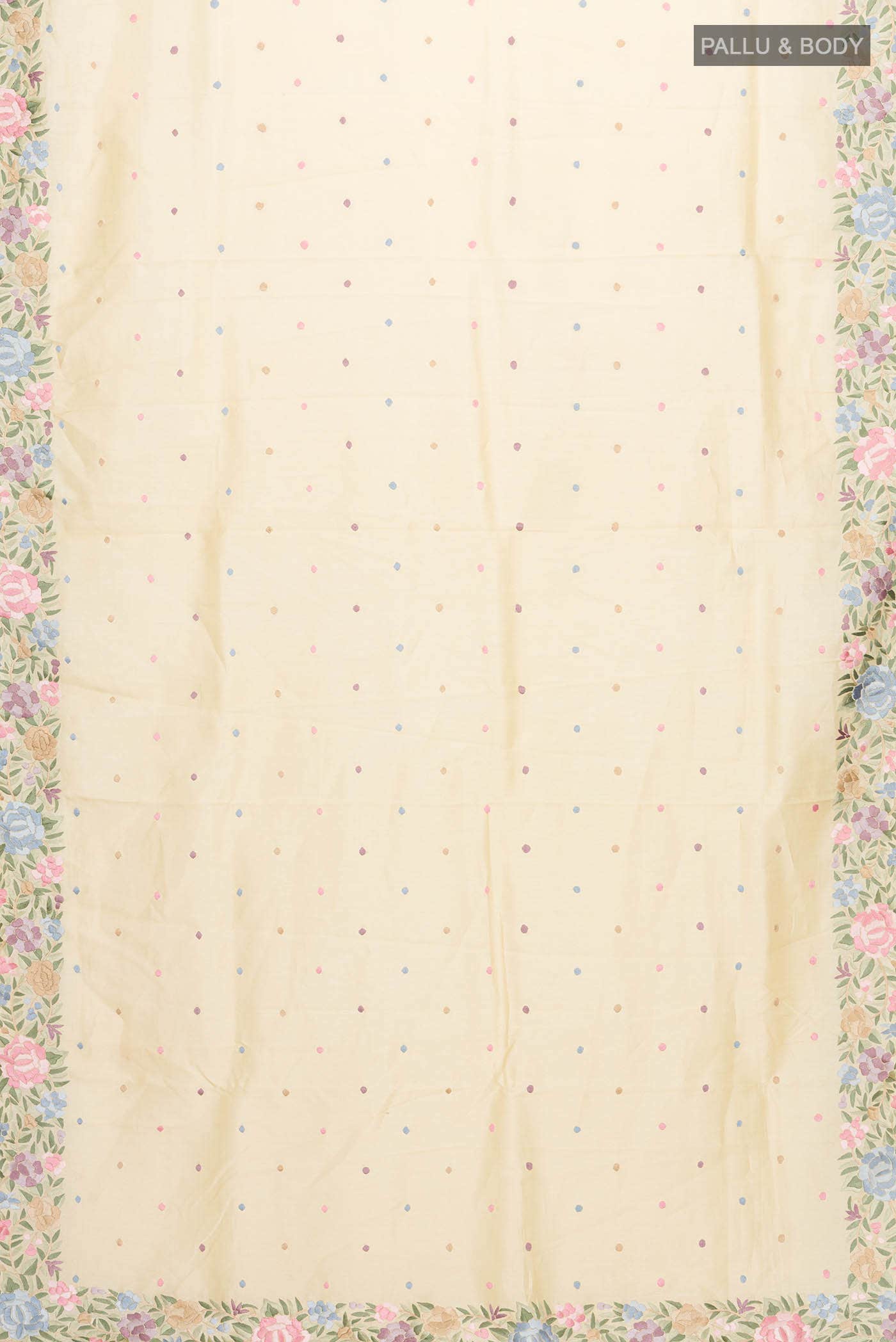 Beige Tussar Silk Saree