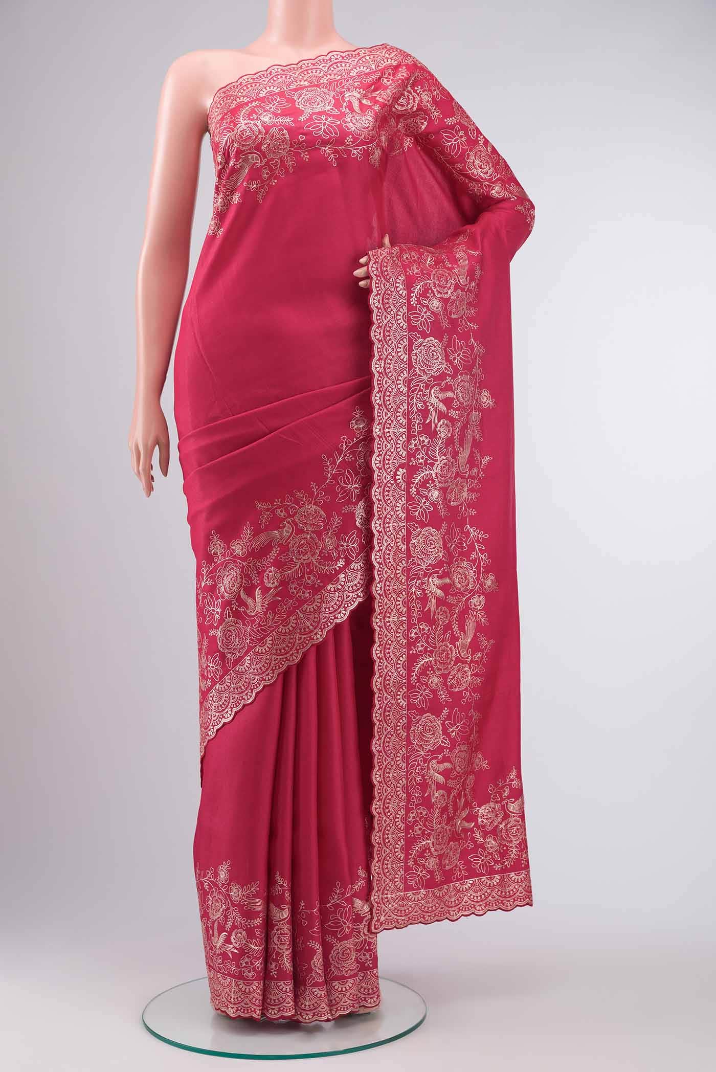 Red Bhagalpuri Tussar Silk Saree