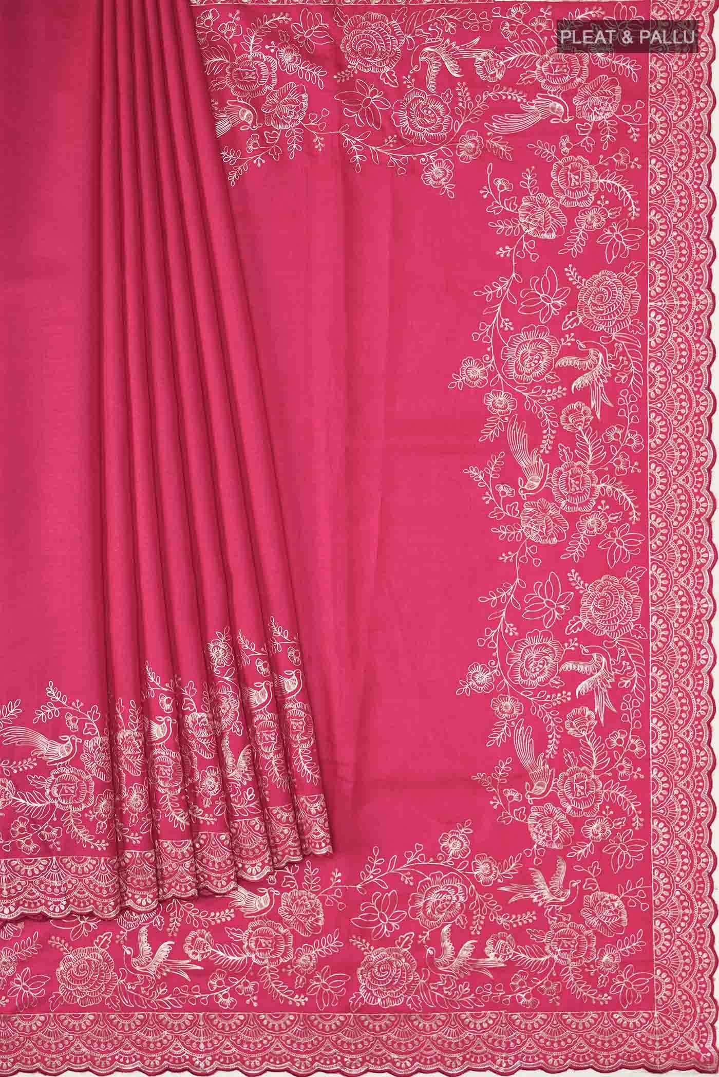 Red Bhagalpuri Tussar Silk Saree