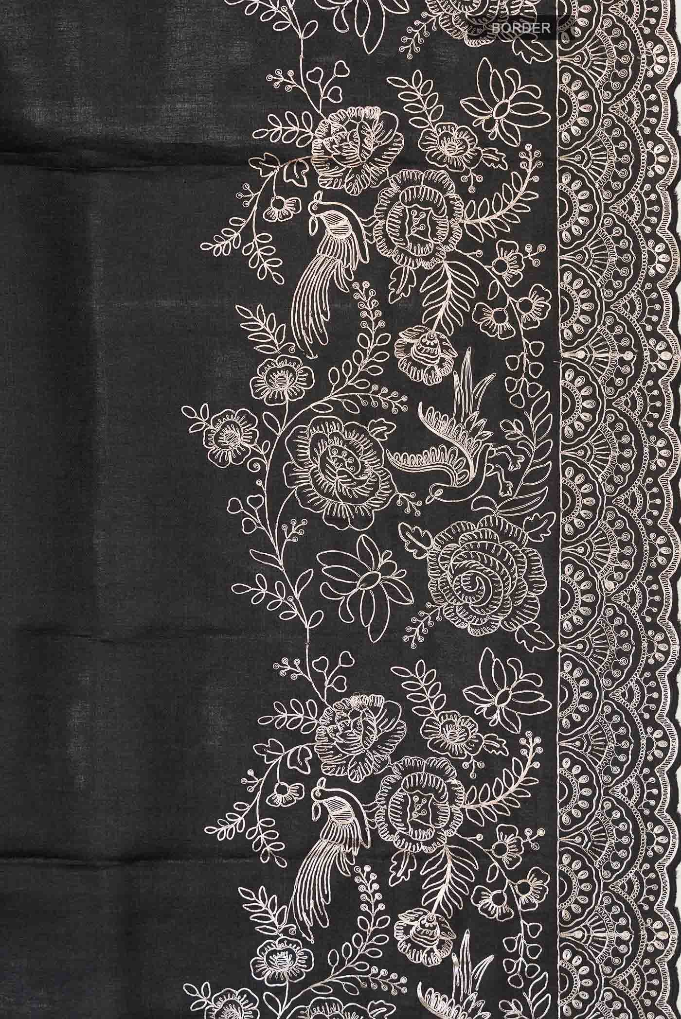 Black Tussar Silk Saree