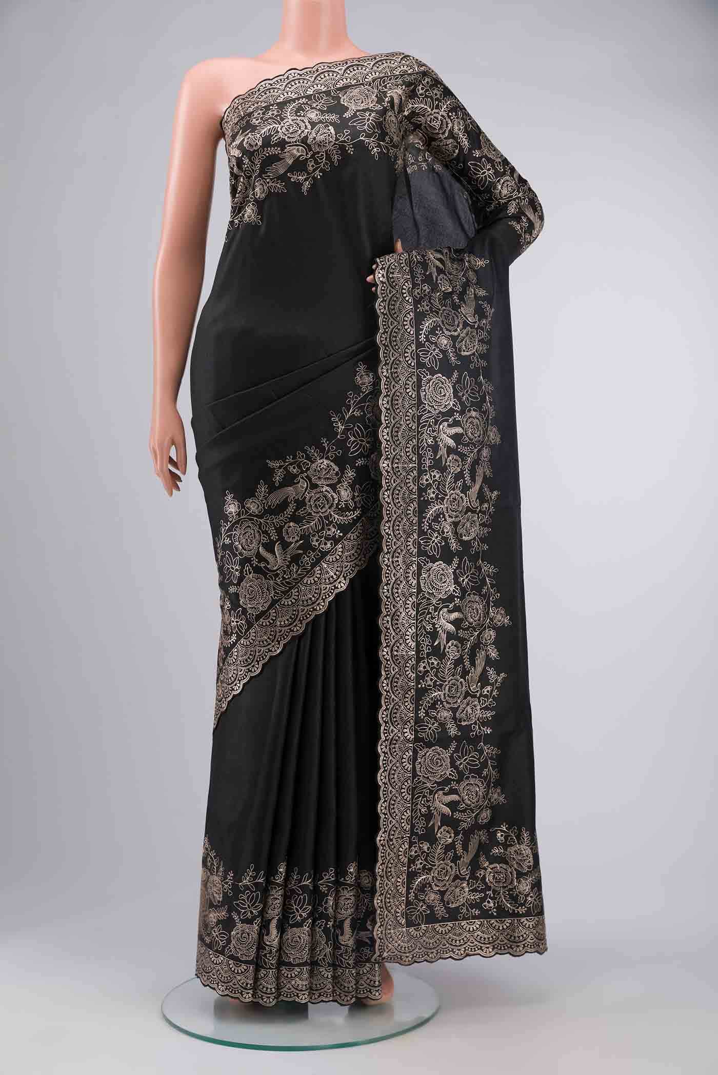 Black Tussar Silk Saree